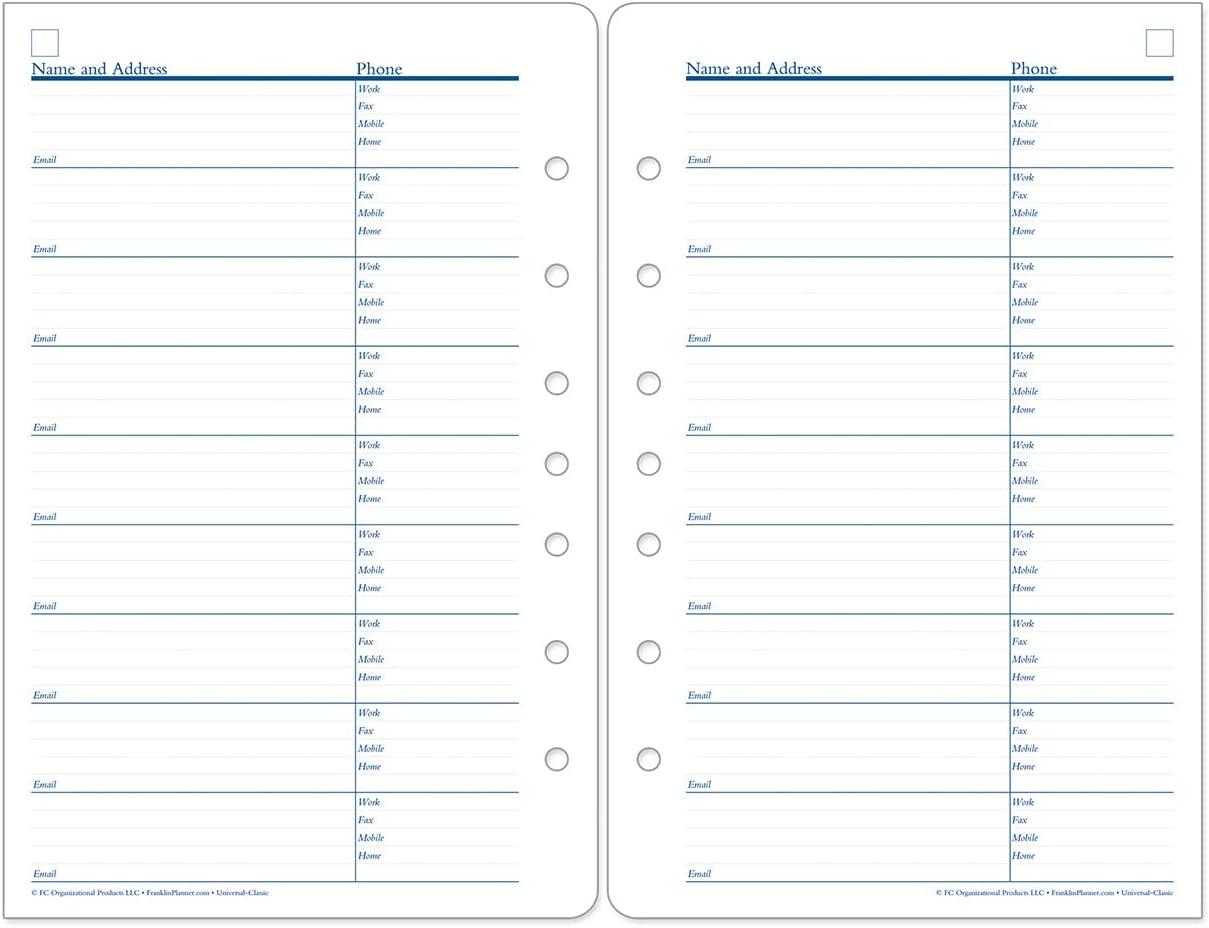 image:imageFranklinCovey AddressPhone Pages Expansion for Planners PocketClassic Size
