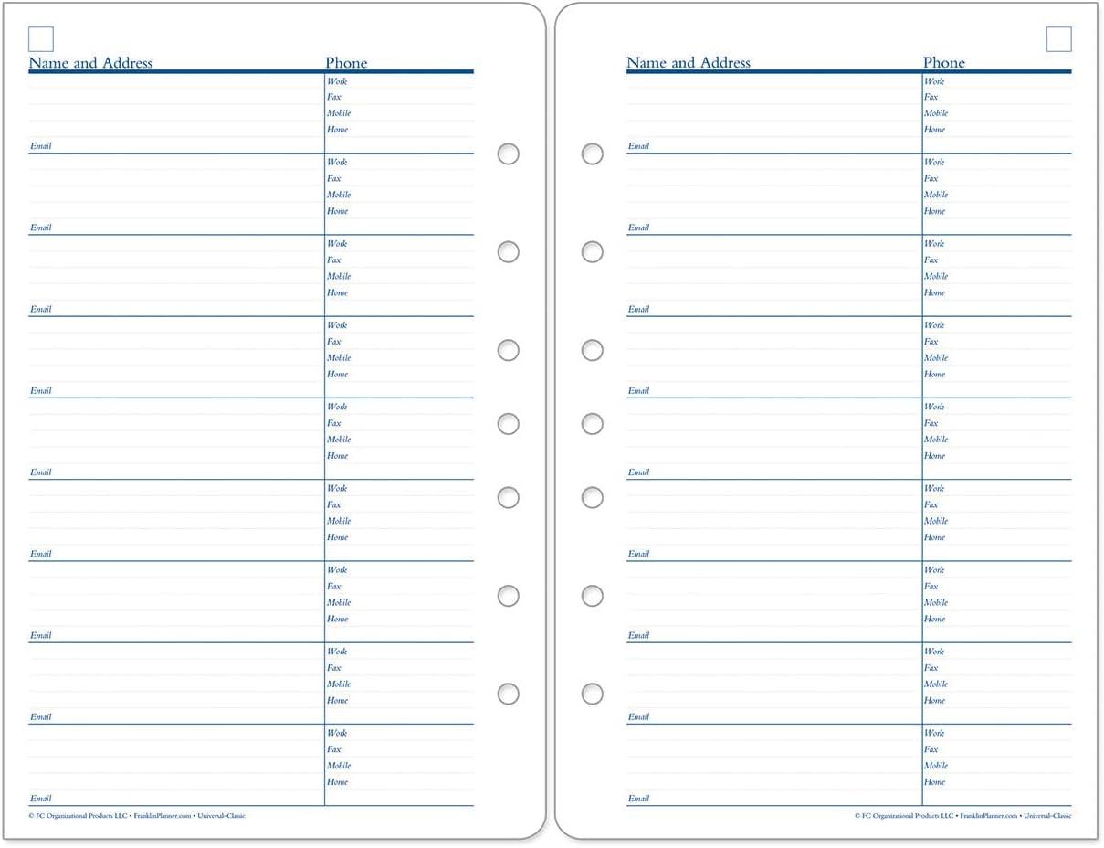 image:imageFranklinCovey AddressPhone Pages Expansion for Planners PocketClassic Size