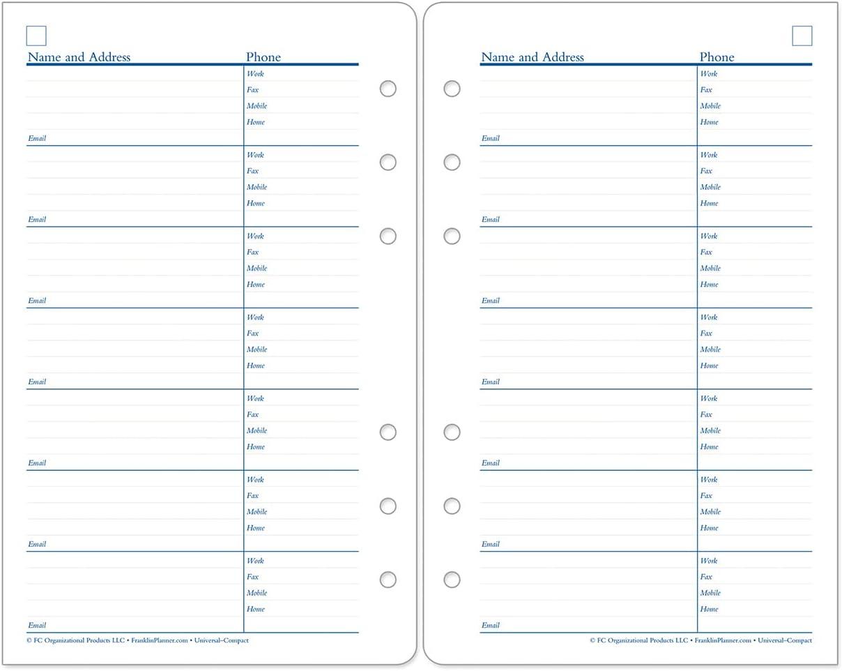 image:imageFranklinCovey AddressPhone Pages Expansion for Planners PocketCompact Size