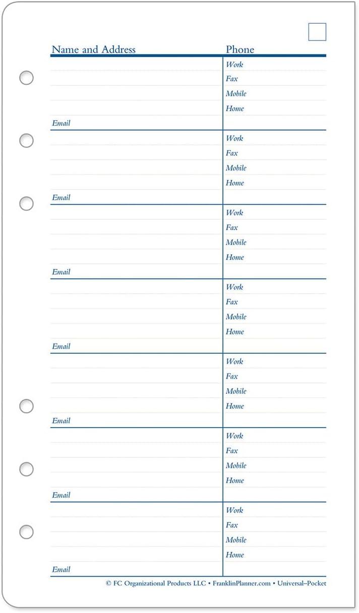 image:imageFranklinCovey AddressPhone Pages Expansion for Planners PocketPocket Size