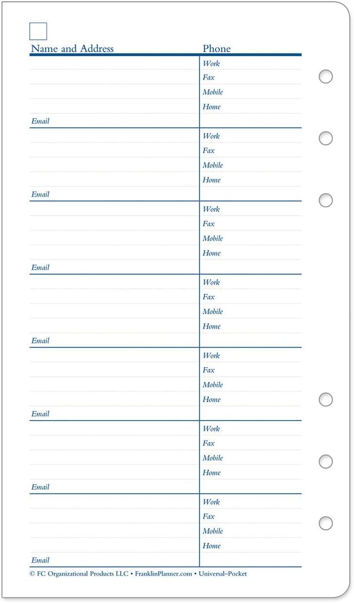 image:imageFranklinCovey AddressPhone Pages Expansion for Planners PocketPocket Size