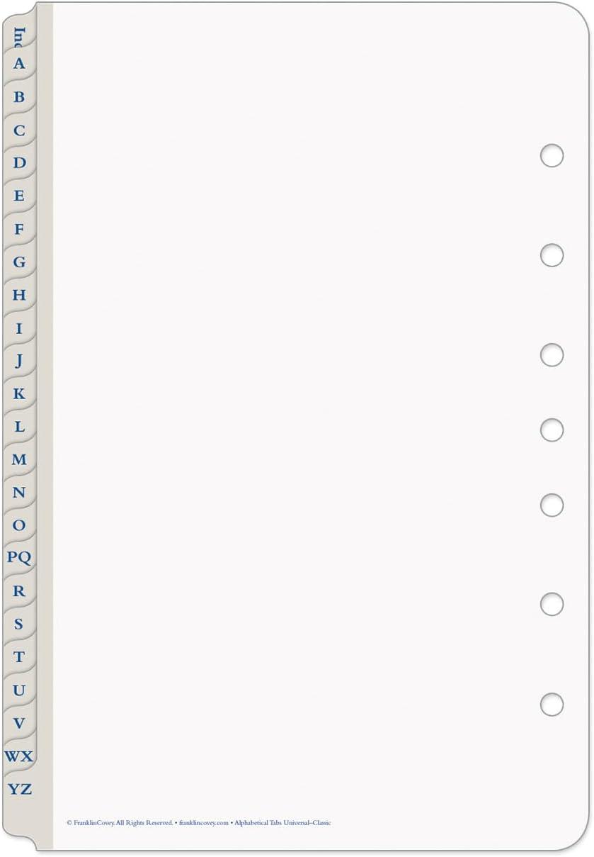 image:imageFranklinCovey Alphabetical Tabs for RingBound FranklinCovey Planners Organize Information Alphabetically Expansion Pages Classic 24 TabsClassic Size