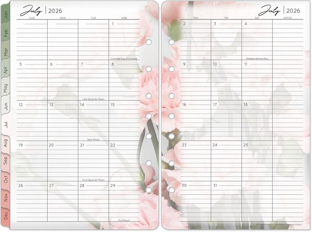 image:imageFranklinCovey Blooms Planner Refill One Page Per Day RingBound Classic Jan 2026 Dec 2026Jul 2026 Jun 2027