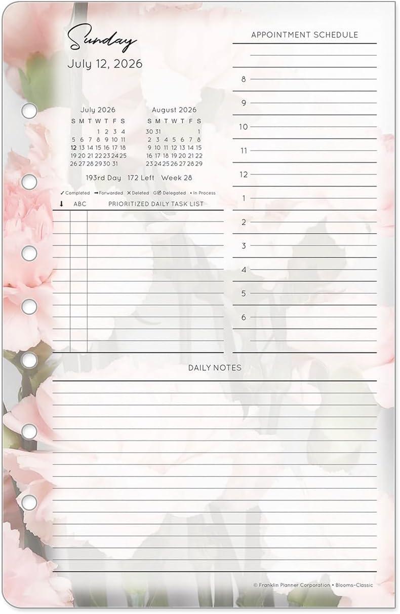 image:imageFranklinCovey Blooms Planner Refill One Page Per Day RingBound Classic Jan 2026 Dec 2026Jul 2026 Jun 2027
