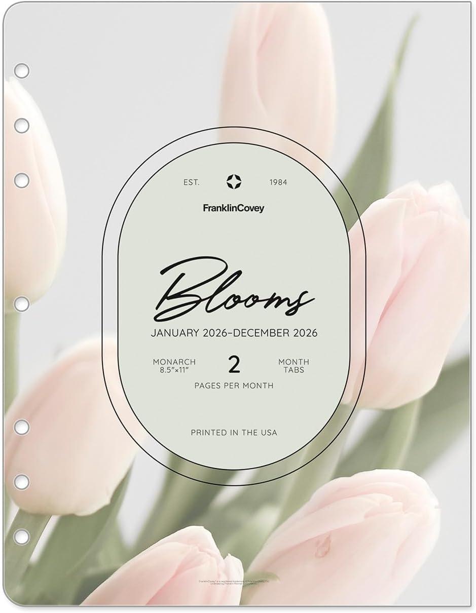 image:imageFranklinCovey Blooms Two Page Monthly Calendar Tabs for RingBound FranklinCovey Planners Monarch Jan 2026 Dec 2026Jan 2026 Dec 2026