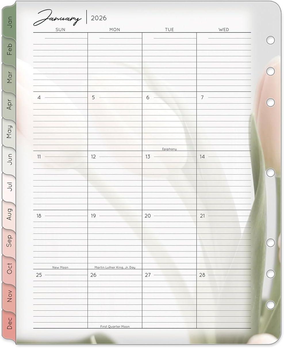 image:imageFranklinCovey Blooms Two Page Monthly Calendar Tabs for RingBound FranklinCovey Planners Monarch Jan 2026 Dec 2026Jan 2026 Dec 2026