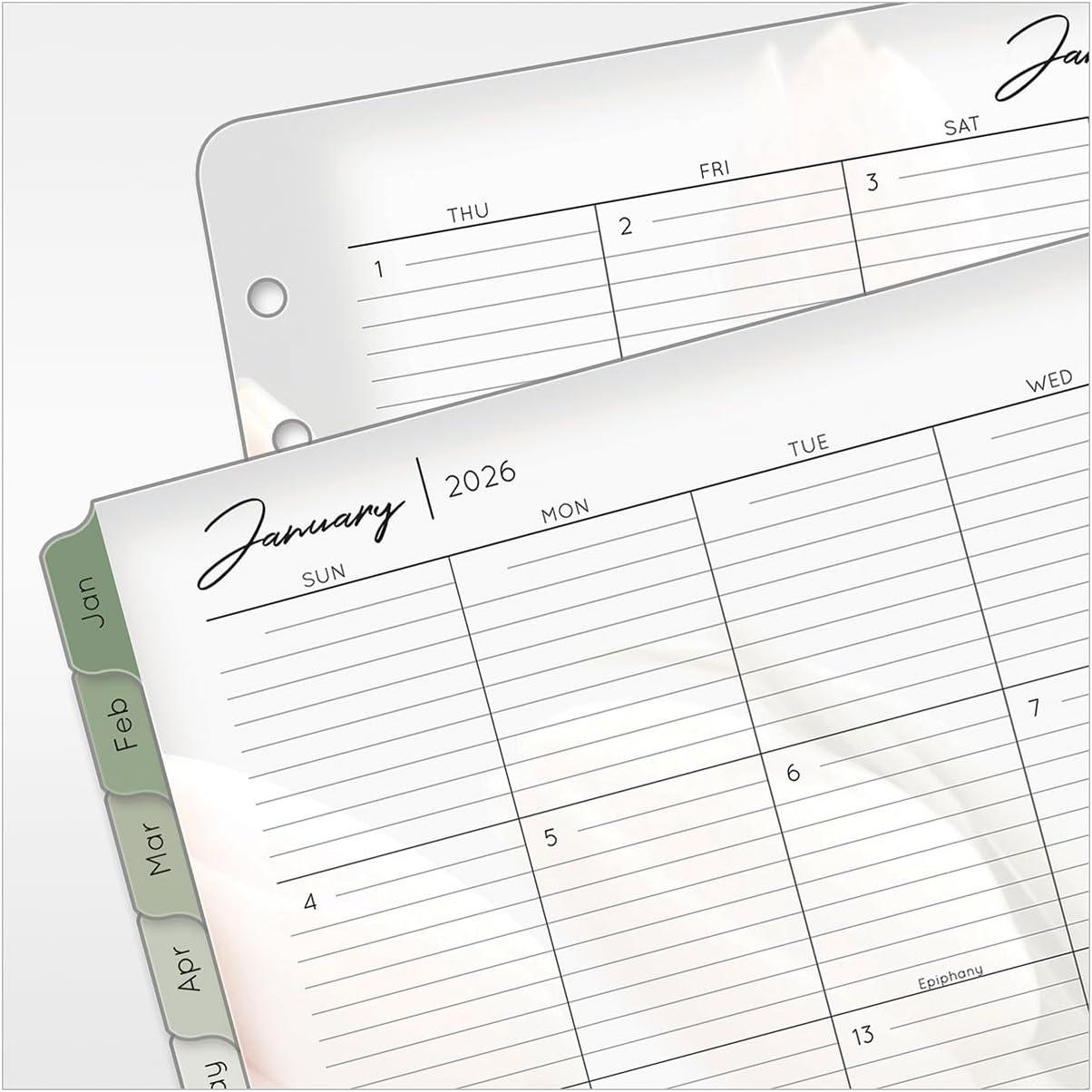 image:imageFranklinCovey Blooms Two Page Monthly Calendar Tabs for RingBound FranklinCovey Planners Monarch Jan 2026 Dec 2026Jan 2026 Dec 2026