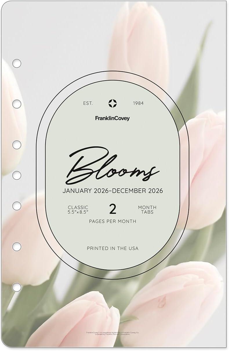 image:imageFranklinCovey Blooms Two Page Monthly Calendar Tabs for RingBound FranklinCovey Planners Monarch Jan 2026 Dec 2026Jan 2026 Dec 2026