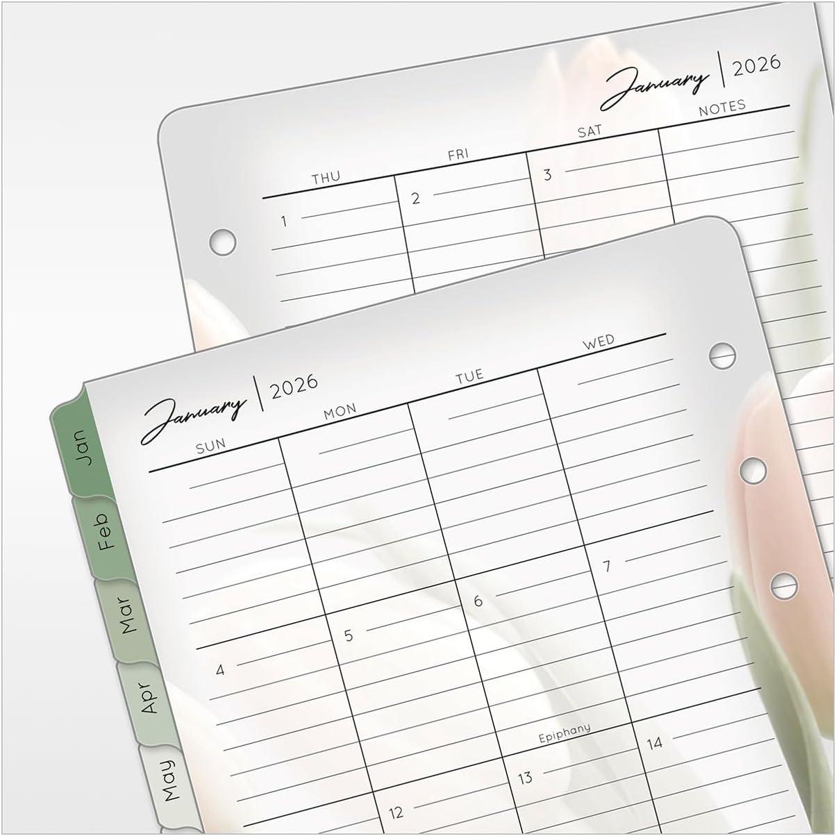 image:imageFranklinCovey Blooms Two Page Monthly Calendar Tabs for RingBound FranklinCovey Planners Monarch Jan 2026 Dec 2026Jan 2026 Dec 2026