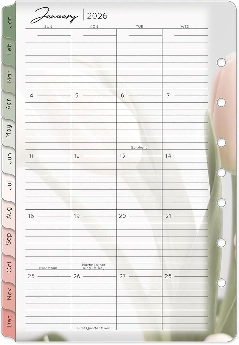 image:imageFranklinCovey Blooms Two Page Monthly Calendar Tabs for RingBound FranklinCovey Planners Monarch Jan 2026 Dec 2026Jan 2026 Dec 2026