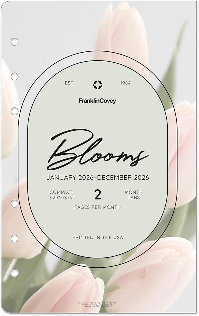 image:imageFranklinCovey Blooms Two Page Monthly Calendar Tabs for RingBound FranklinCovey Planners Monarch Jan 2026 Dec 2026Jan 2026 Dec 2026