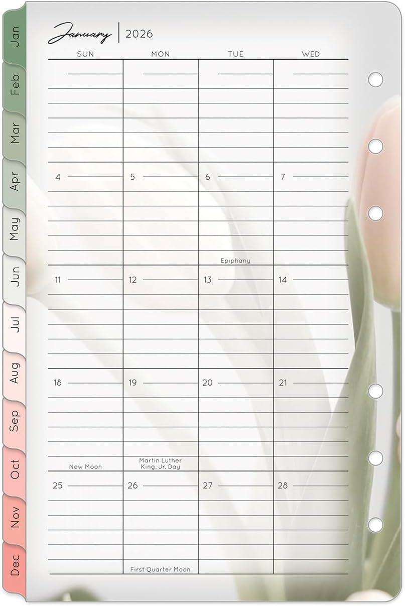 image:imageFranklinCovey Blooms Two Page Monthly Calendar Tabs for RingBound FranklinCovey Planners Monarch Jan 2026 Dec 2026Jan 2026 Dec 2026
