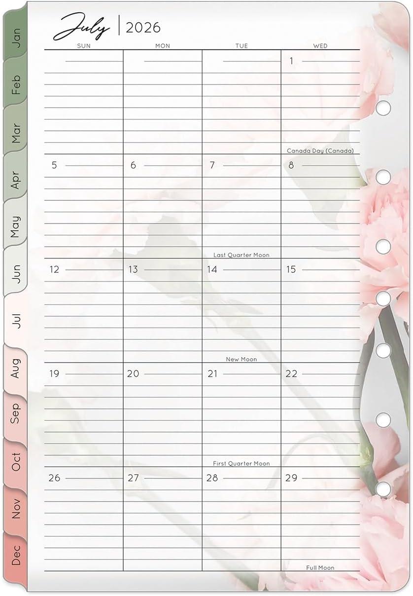 image:imageFranklinCovey Blooms Two Page Monthly Calendar Tabs for RingBound FranklinCovey Planners Monarch Jan 2026 Dec 2026Jul 2026 Jun 2027