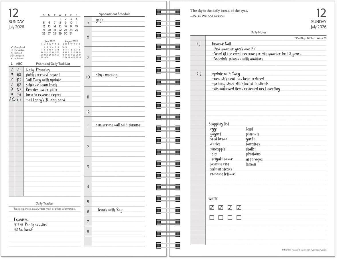 image:imageFranklinCovey Compass WireBound Planner Refill Two Pages Per Day Monarch Jul 2026 Jun 2027Jul 2026 Jun 2027