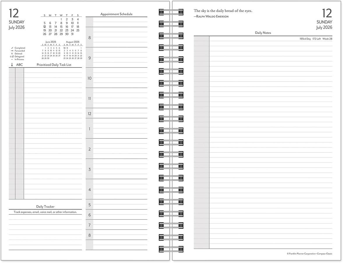 image:imageFranklinCovey Compass WireBound Planner Refill Two Pages Per Day Monarch Jul 2026 Jun 2027Jul 2026 Jun 2027