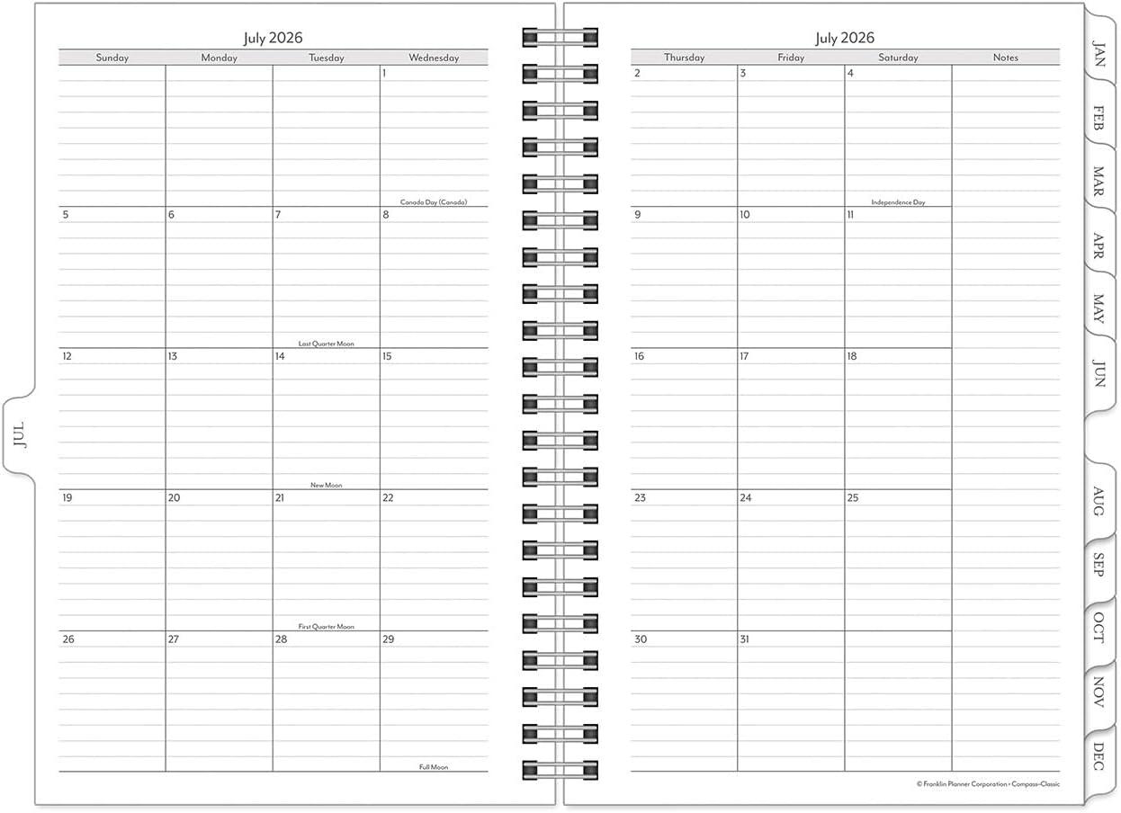 image:imageFranklinCovey Compass WireBound Planner Refill Two Pages Per Day Monarch Jul 2026 Jun 2027Jul 2026 Jun 2027