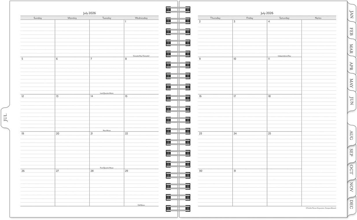 image:imageFranklinCovey Compass WireBound Planner Refill Two Pages Per Day Monarch Jul 2026 Jun 2027Jul 2026 Jun 2027