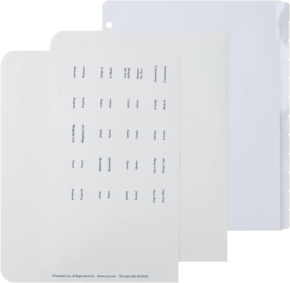 image:imageFranklinCovey Custom Tabs for RingBound FranklinCovey Planners Personalize Your Tabbing System Classic 12 TabsMonarch Size