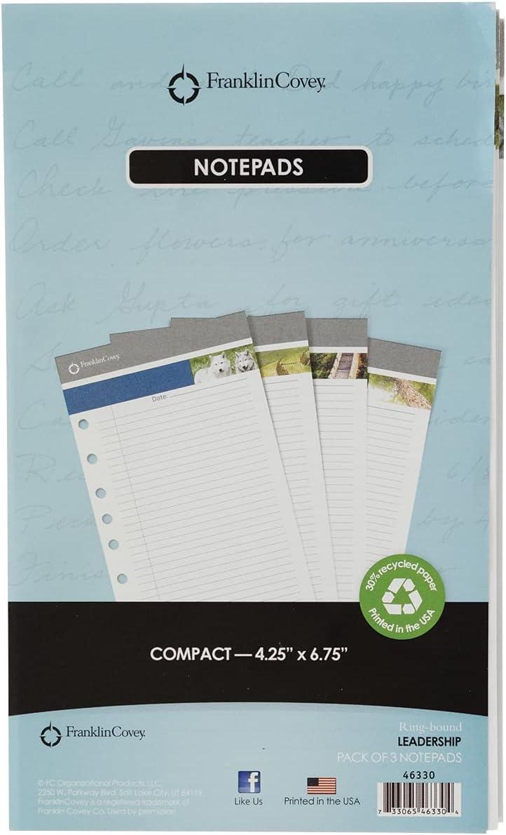 image:imageFranklinCovey Leadership Portfolio Notepads 48 Pages Per Pad Compact Set of 3Compact Size