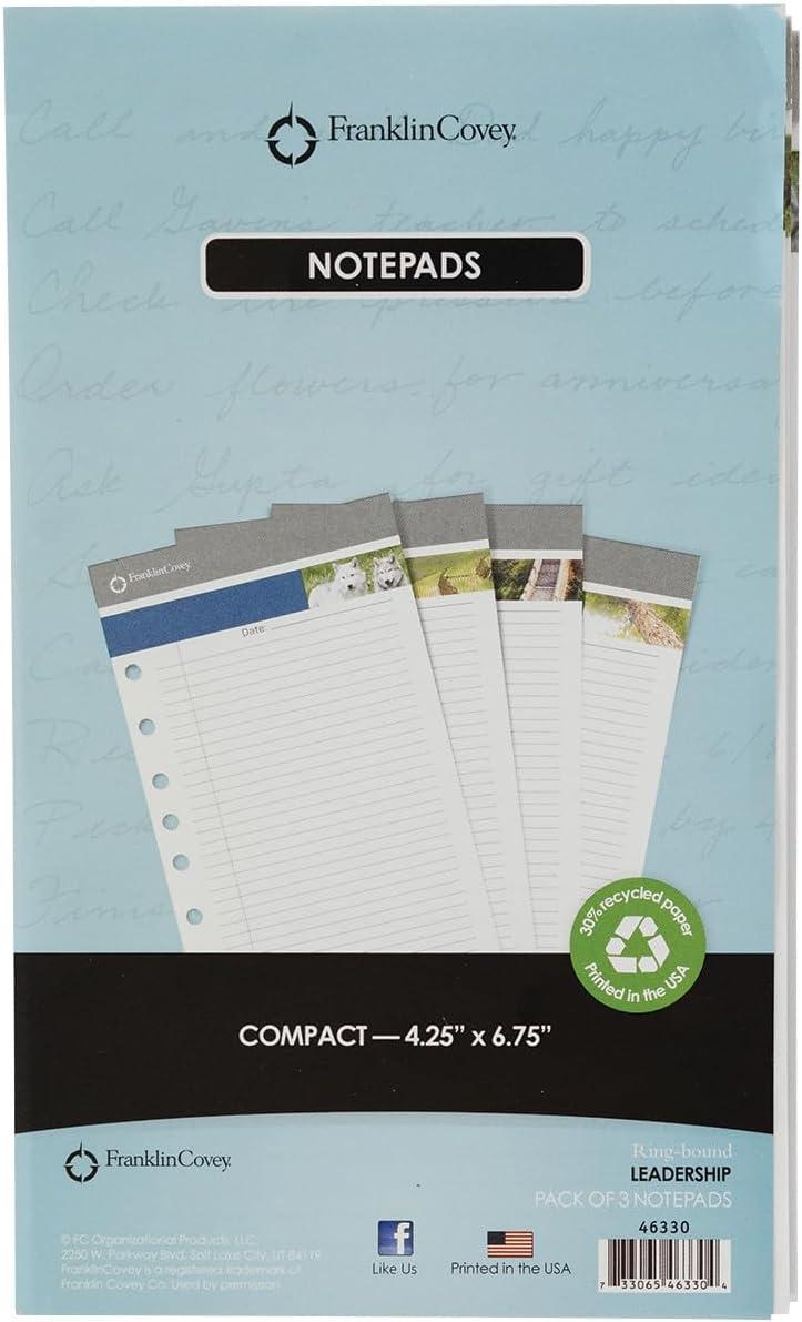 image:imageFranklinCovey Leadership Portfolio Notepads 48 Pages Per Pad Compact Set of 3Compact Size