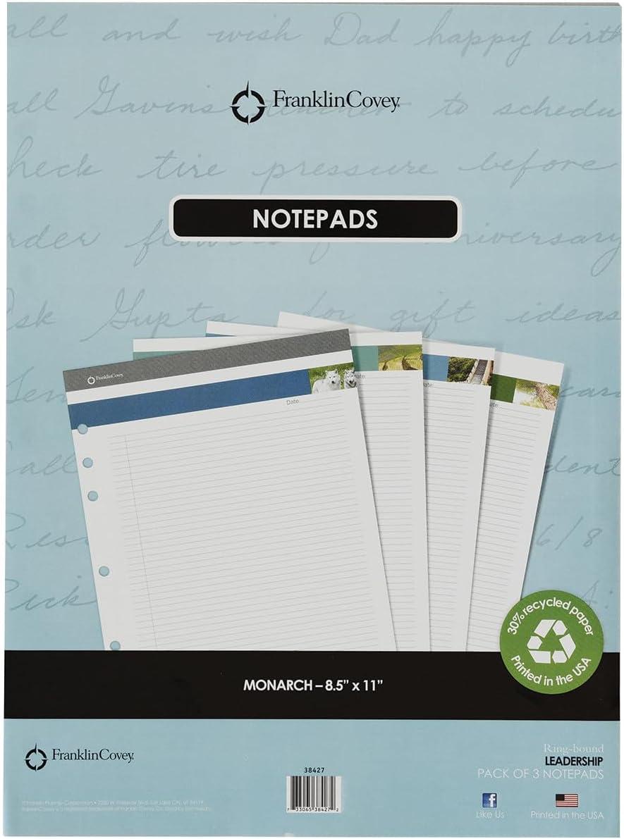 image:imageFranklinCovey Leadership Portfolio Notepads 48 Pages Per Pad Compact Set of 3Monarch Size