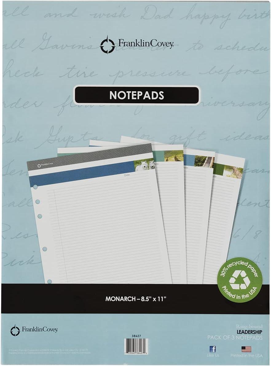 image:imageFranklinCovey Leadership Portfolio Notepads 48 Pages Per Pad Compact Set of 3Monarch Size