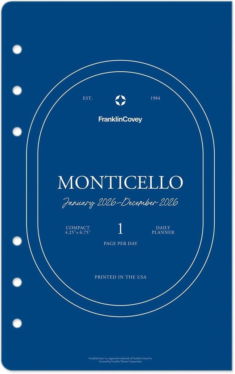 image:imageFranklinCovey Monticello Planner Refill One Page Per Day RingBound Compact Jan 2026 Dec 2026Jan 2026 Dec 2026