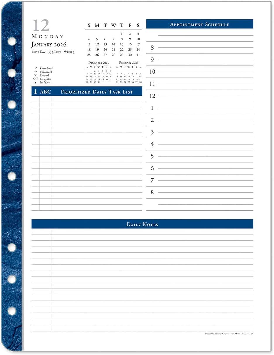 image:imageFranklinCovey Monticello Planner Refill One Page Per Day RingBound Compact Jan 2026 Dec 2026Jan 2026 Dec 2026