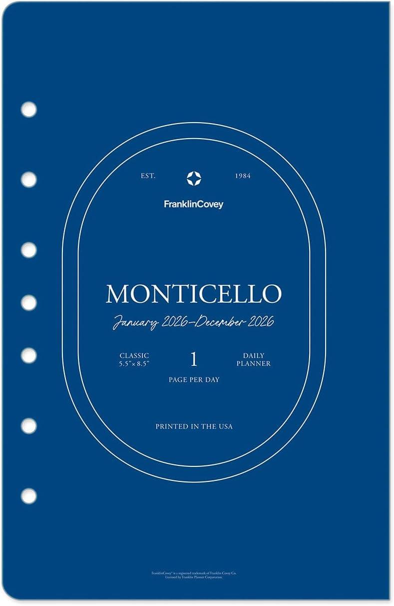 image:imageFranklinCovey Monticello Planner Refill One Page Per Day RingBound Compact Jan 2026 Dec 2026Jan 2026 Dec 2026