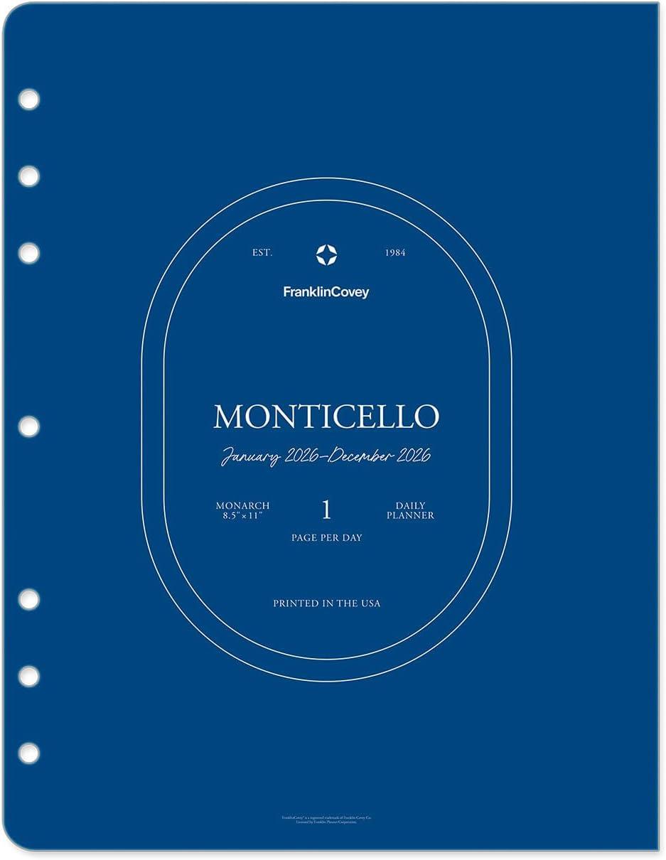 image:imageFranklinCovey Monticello Planner Refill One Page Per Day RingBound Compact Jan 2026 Dec 2026Jan 2026 Dec 2026