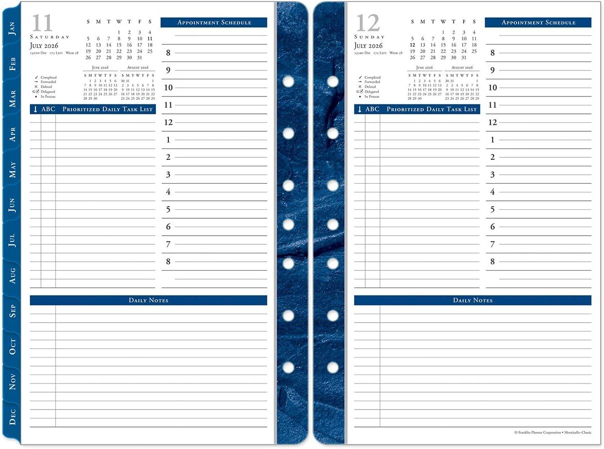 image:imageFranklinCovey Monticello Planner Refill One Page Per Day RingBound Compact Jan 2026 Dec 2026Jul 2026 Jun 2027