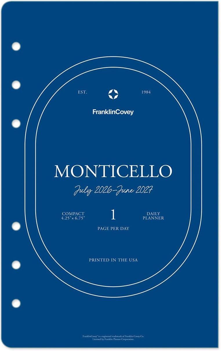 image:imageFranklinCovey Monticello Planner Refill One Page Per Day RingBound Compact Jan 2026 Dec 2026Jul 2026 Jun 2027