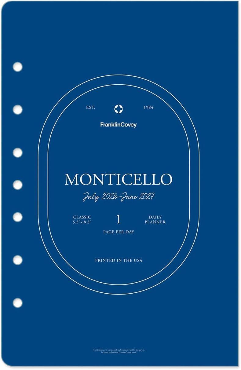 image:imageFranklinCovey Monticello Planner Refill One Page Per Day RingBound Compact Jan 2026 Dec 2026Jul 2026 Jun 2027