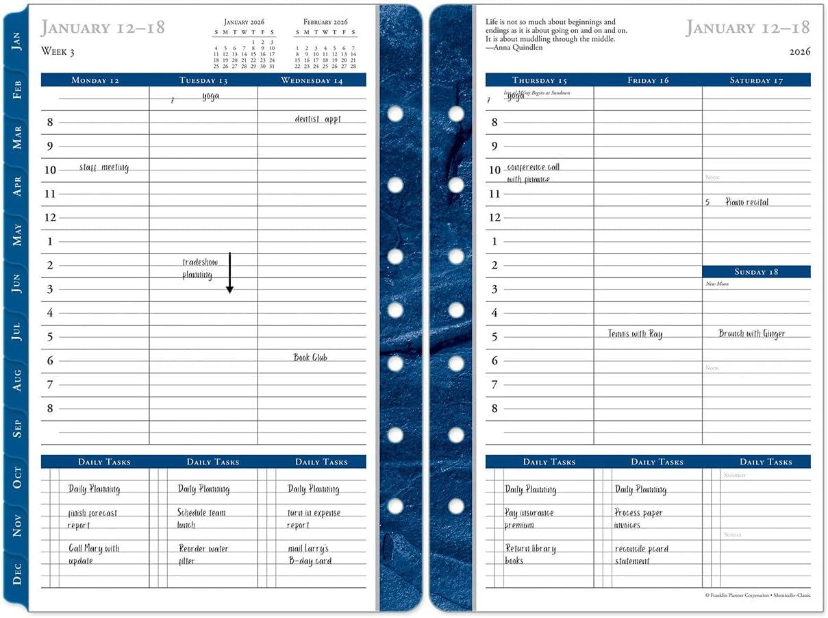 image:imageFranklinCovey Monticello Planner Refill Weekly RingBound Classic Jan 2026 Dec 2026Jan 2026 Dec 2026