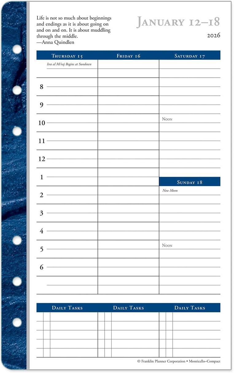 image:imageFranklinCovey Monticello Planner Refill Weekly RingBound Classic Jan 2026 Dec 2026Jan 2026 Dec 2026