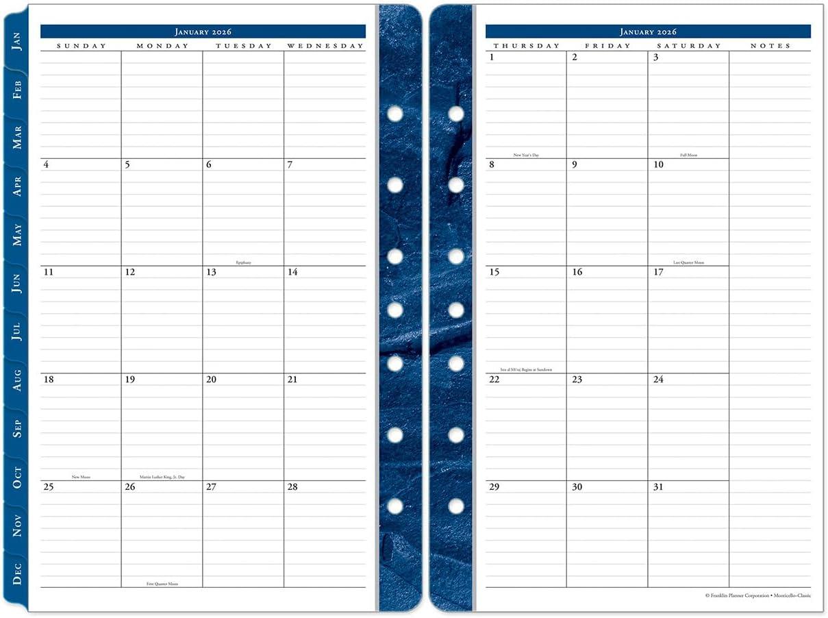 image:imageFranklinCovey Monticello Planner Refill Weekly RingBound Classic Jan 2026 Dec 2026Jan 2026 Dec 2026