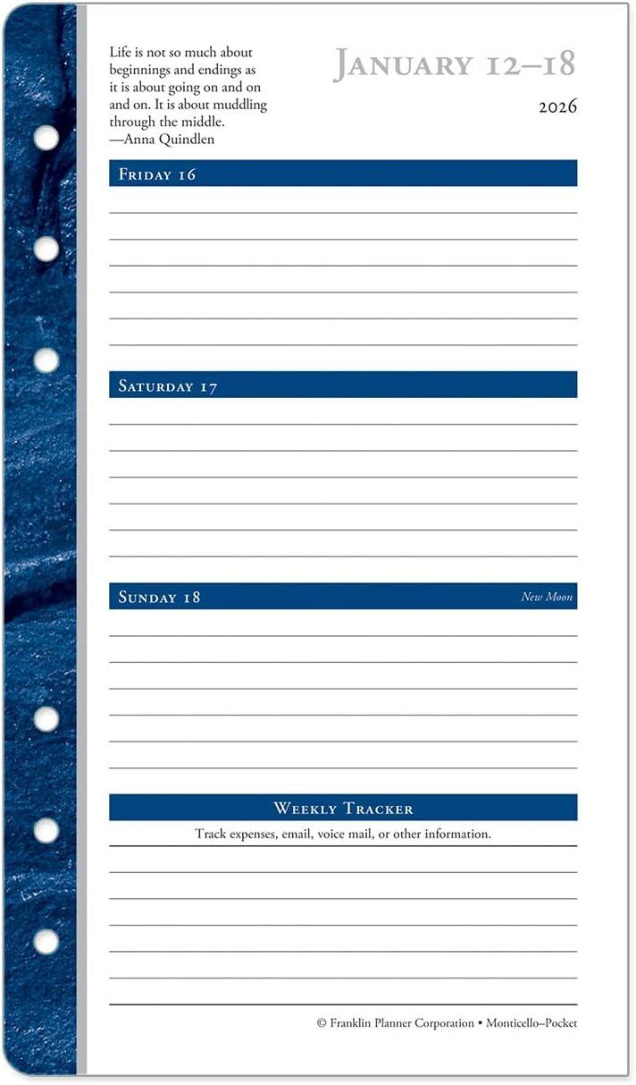 image:imageFranklinCovey Monticello Planner Refill Weekly RingBound Classic Jan 2026 Dec 2026Jan 2026 Dec 2026