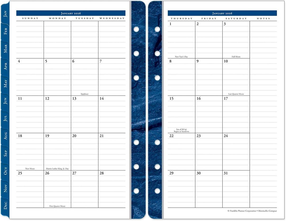 image:imageFranklinCovey Monticello Planner Refill Weekly RingBound Classic Jan 2026 Dec 2026Jan 2026 Dec 2026
