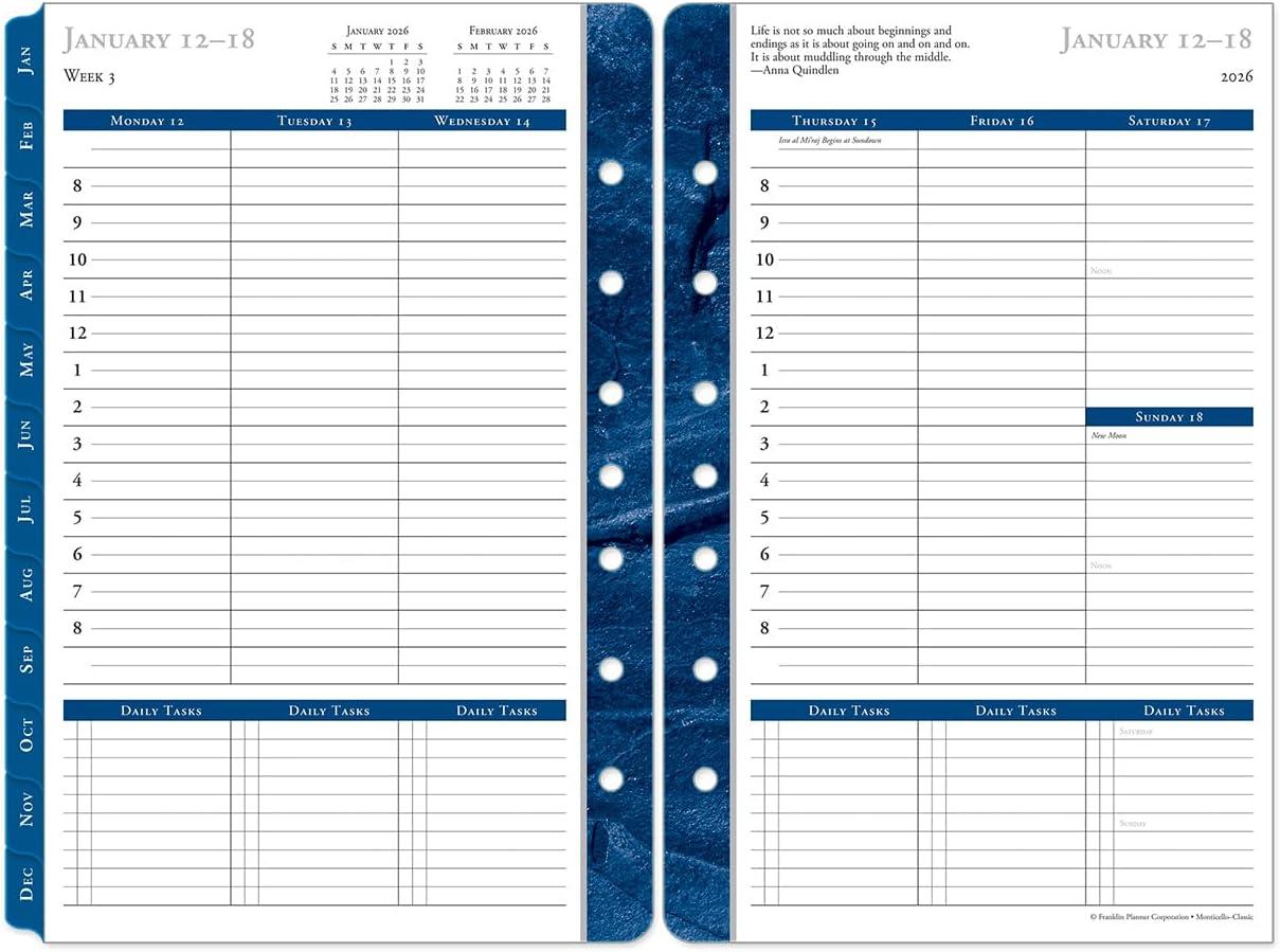image:imageFranklinCovey Monticello Planner Refill Weekly RingBound Classic Jan 2026 Dec 2026Jan 2026 Dec 2026
