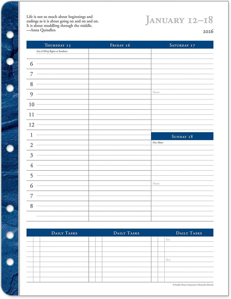 image:imageFranklinCovey Monticello Planner Refill Weekly RingBound Classic Jan 2026 Dec 2026Jan 2026 Dec 2026