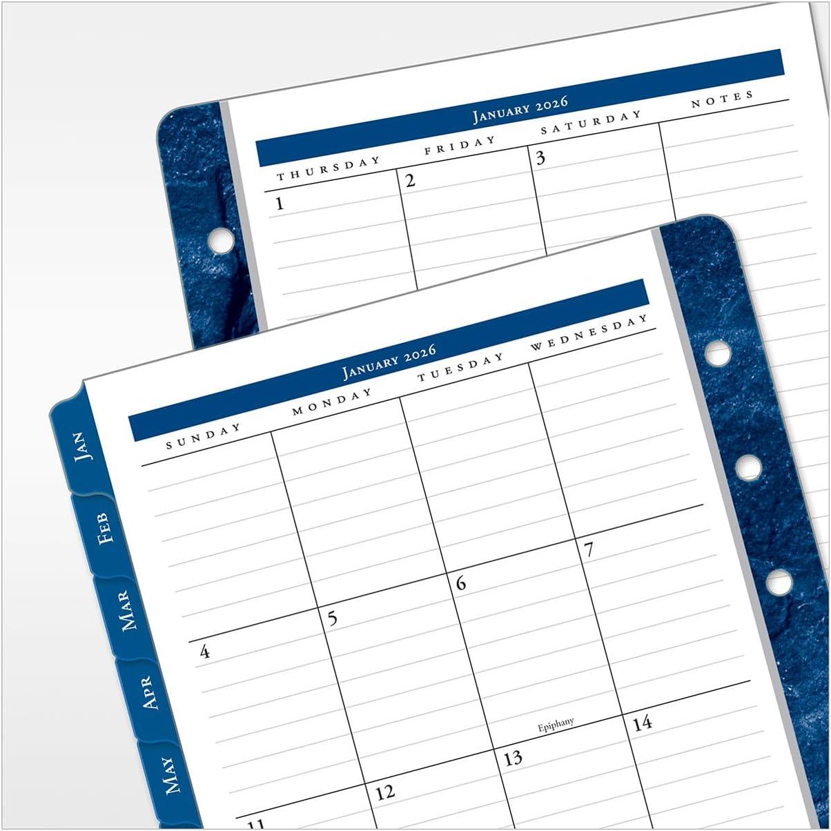 image:imageFranklinCovey Monticello Two Page Monthly Calendar Tabs for RingBound FranklinCovey Planners Compact Jan 2026 Dec 2026Jan 2026 Dec 2026