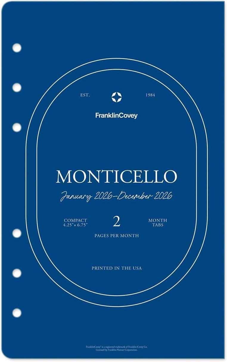 image:imageFranklinCovey Monticello Two Page Monthly Calendar Tabs for RingBound FranklinCovey Planners Compact Jan 2026 Dec 2026Jan 2026 Dec 2026