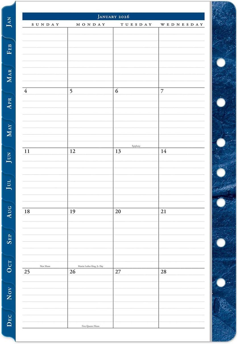 image:imageFranklinCovey Monticello Two Page Monthly Calendar Tabs for RingBound FranklinCovey Planners Compact Jan 2026 Dec 2026Jan 2026 Dec 2026