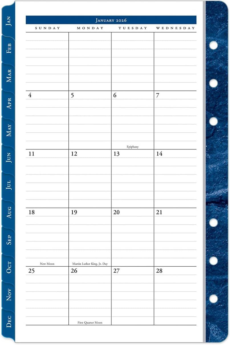 image:imageFranklinCovey Monticello Two Page Monthly Calendar Tabs for RingBound FranklinCovey Planners Compact Jan 2026 Dec 2026Jan 2026 Dec 2026