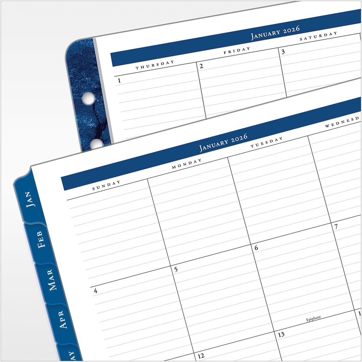 image:imageFranklinCovey Monticello Two Page Monthly Calendar Tabs for RingBound FranklinCovey Planners Compact Jan 2026 Dec 2026Jan 2026 Dec 2026