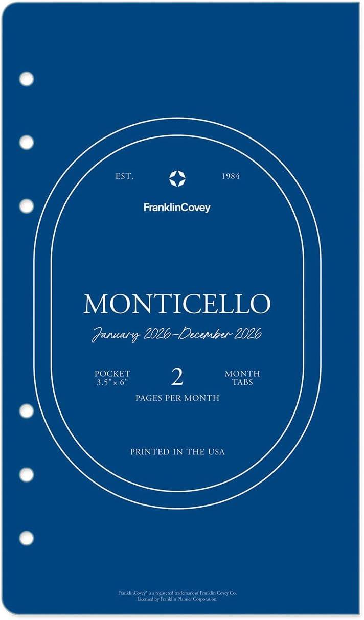 image:imageFranklinCovey Monticello Two Page Monthly Calendar Tabs for RingBound FranklinCovey Planners Compact Jan 2026 Dec 2026Jan 2026 Dec 2026