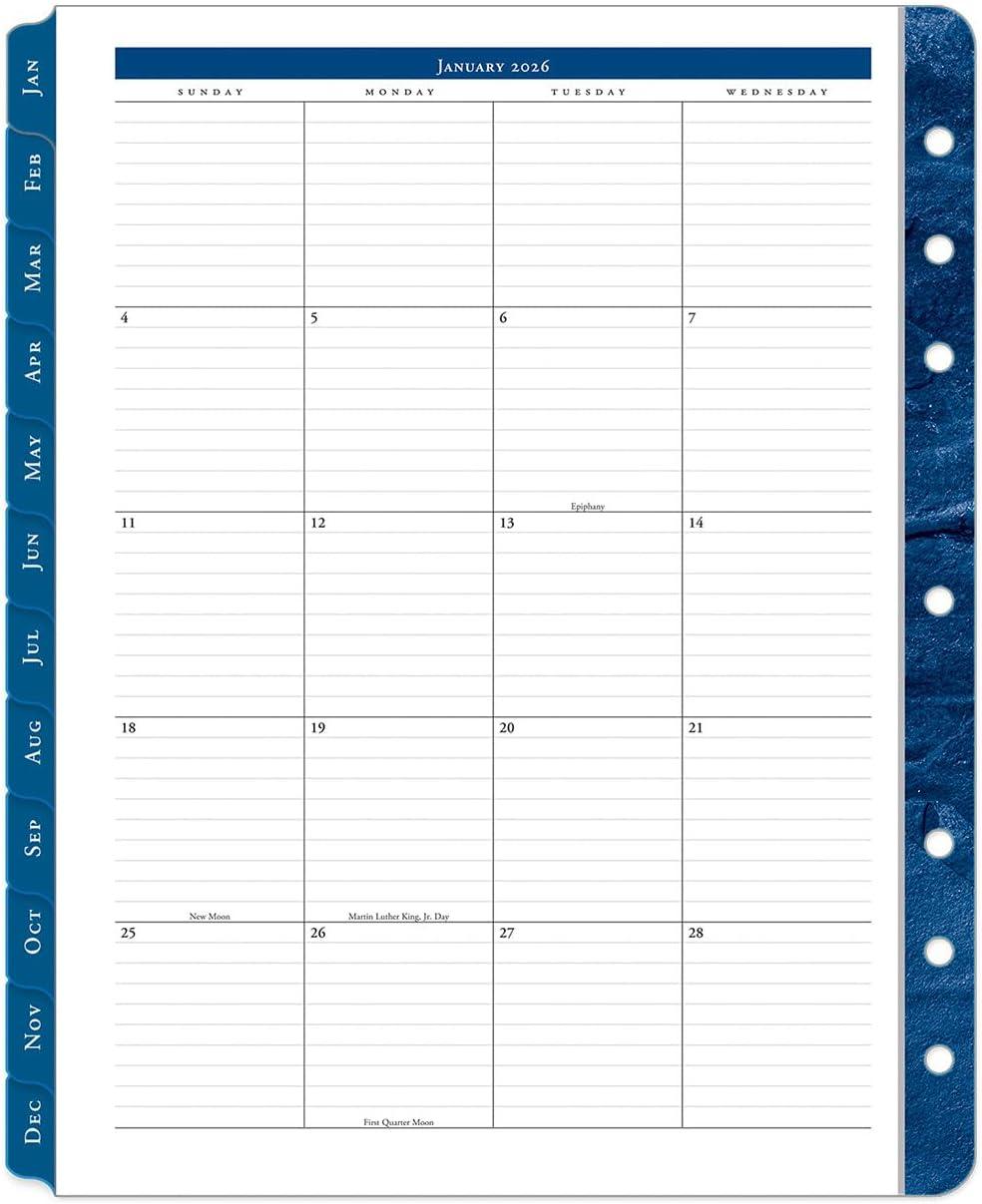 image:imageFranklinCovey Monticello Two Page Monthly Calendar Tabs for RingBound FranklinCovey Planners Compact Jan 2026 Dec 2026Jan 2026 Dec 2026