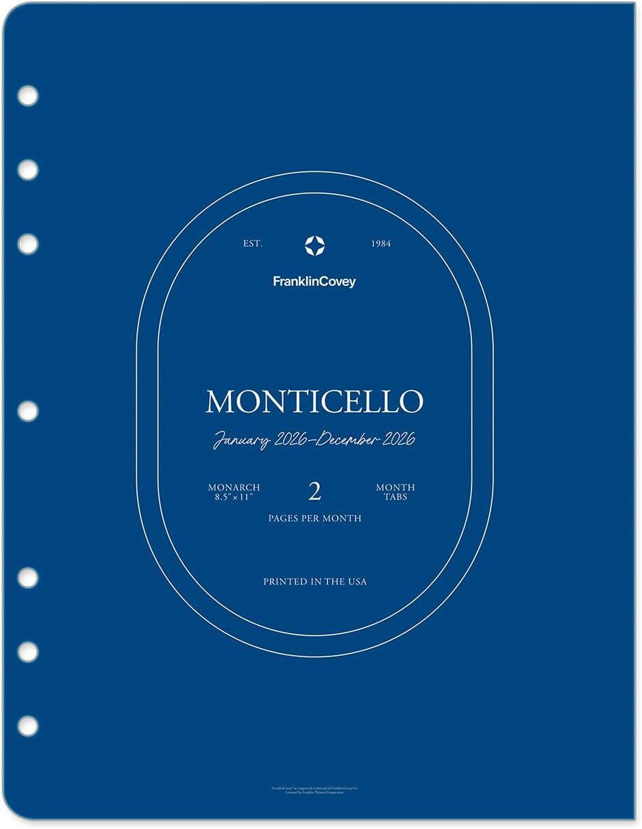 image:imageFranklinCovey Monticello Two Page Monthly Calendar Tabs for RingBound FranklinCovey Planners Compact Jan 2026 Dec 2026Jan 2026 Dec 2026