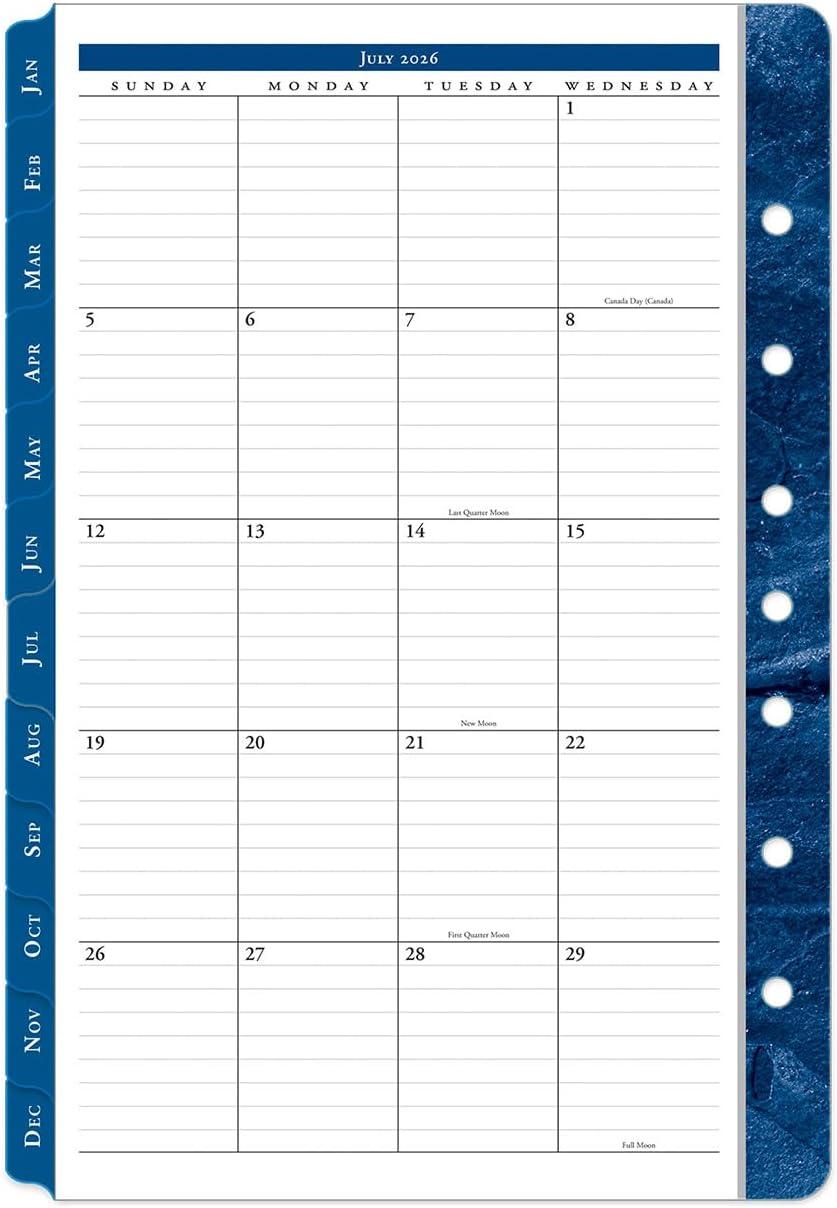image:imageFranklinCovey Monticello Two Page Monthly Calendar Tabs for RingBound FranklinCovey Planners Compact Jan 2026 Dec 2026Jul 2026 Jun 2027
