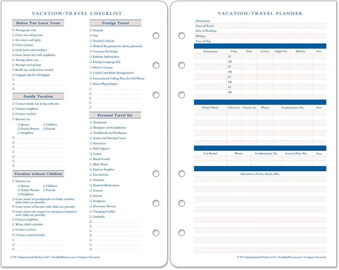 image:imageFranklinCovey Occasions Forms Pack for RingBound FranklinCovey Planners Plan amp Record Special Events Expansion Pages Classic 16 SheetsCompact Size